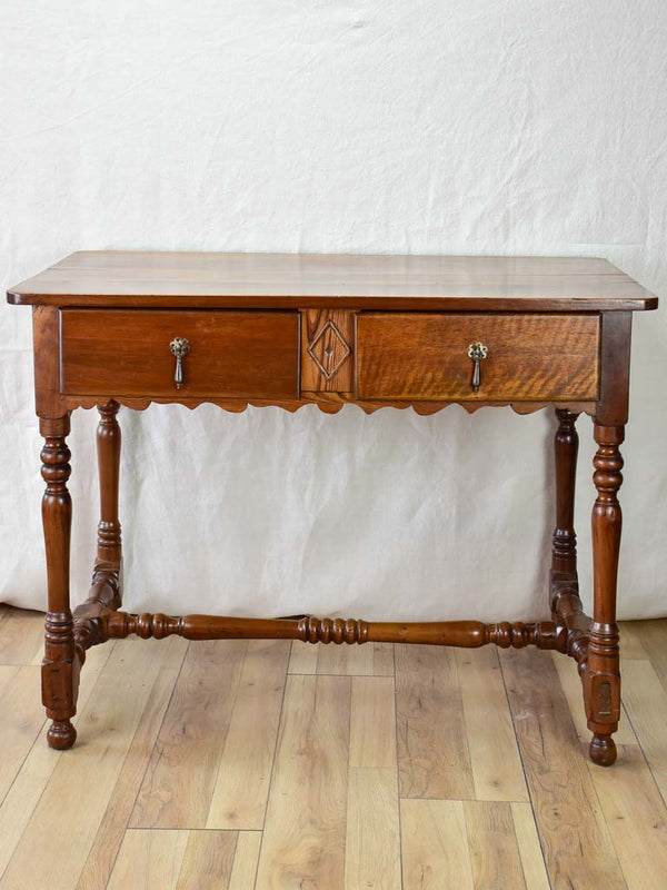 Antique pine and walnut side table