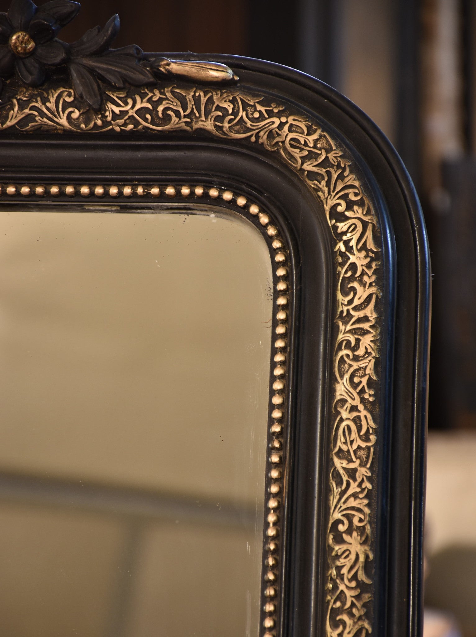 Mirror, black and gold, Napoleon III, 19th-century
