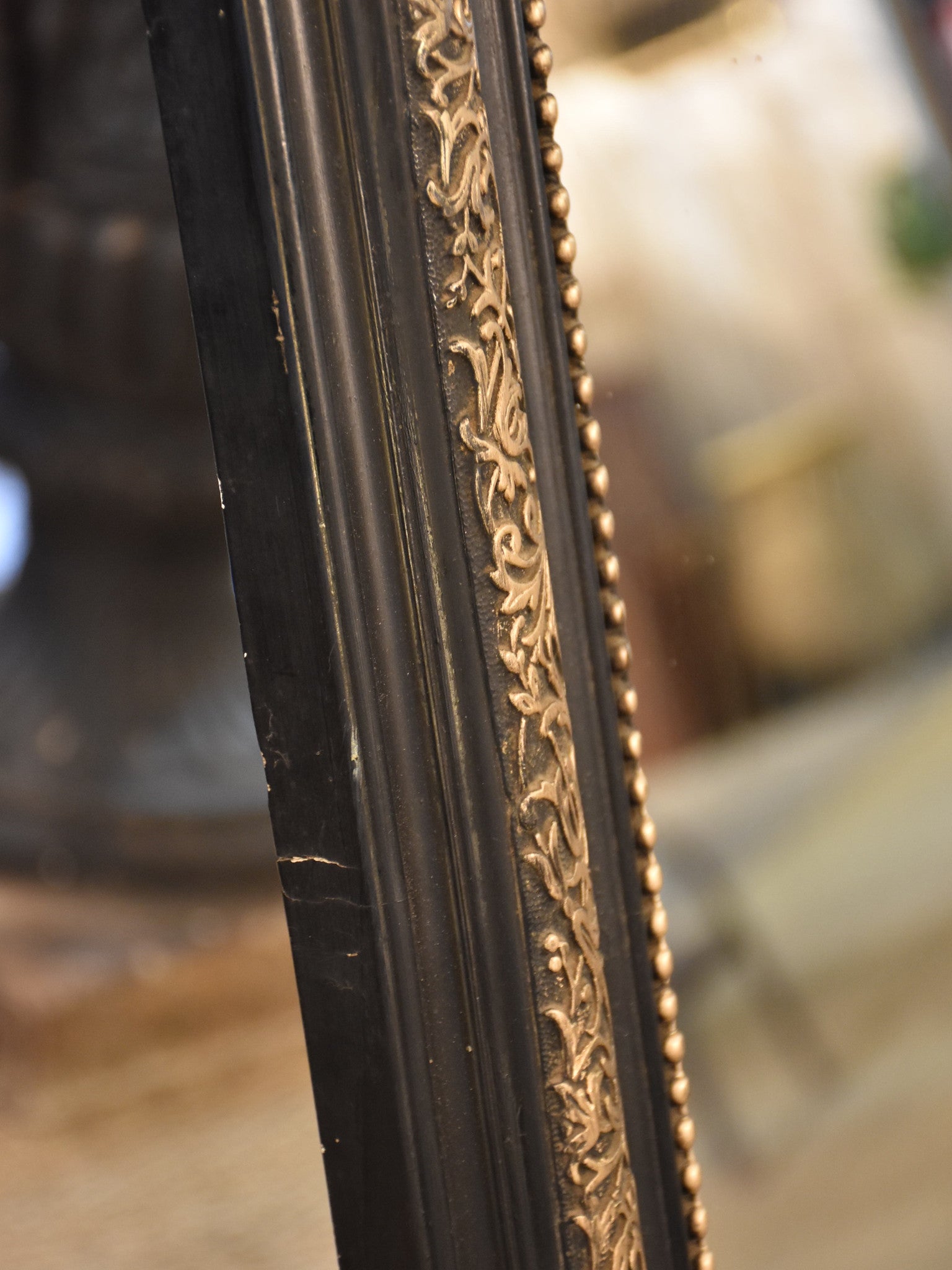 Mirror, black and gold, Napoleon III, 19th-century