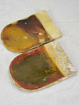 Two antique French glazed roof tiles from Burgundy