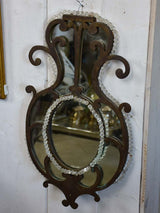 Pair of early 19th-century wrought iron Italian mirrors with beading