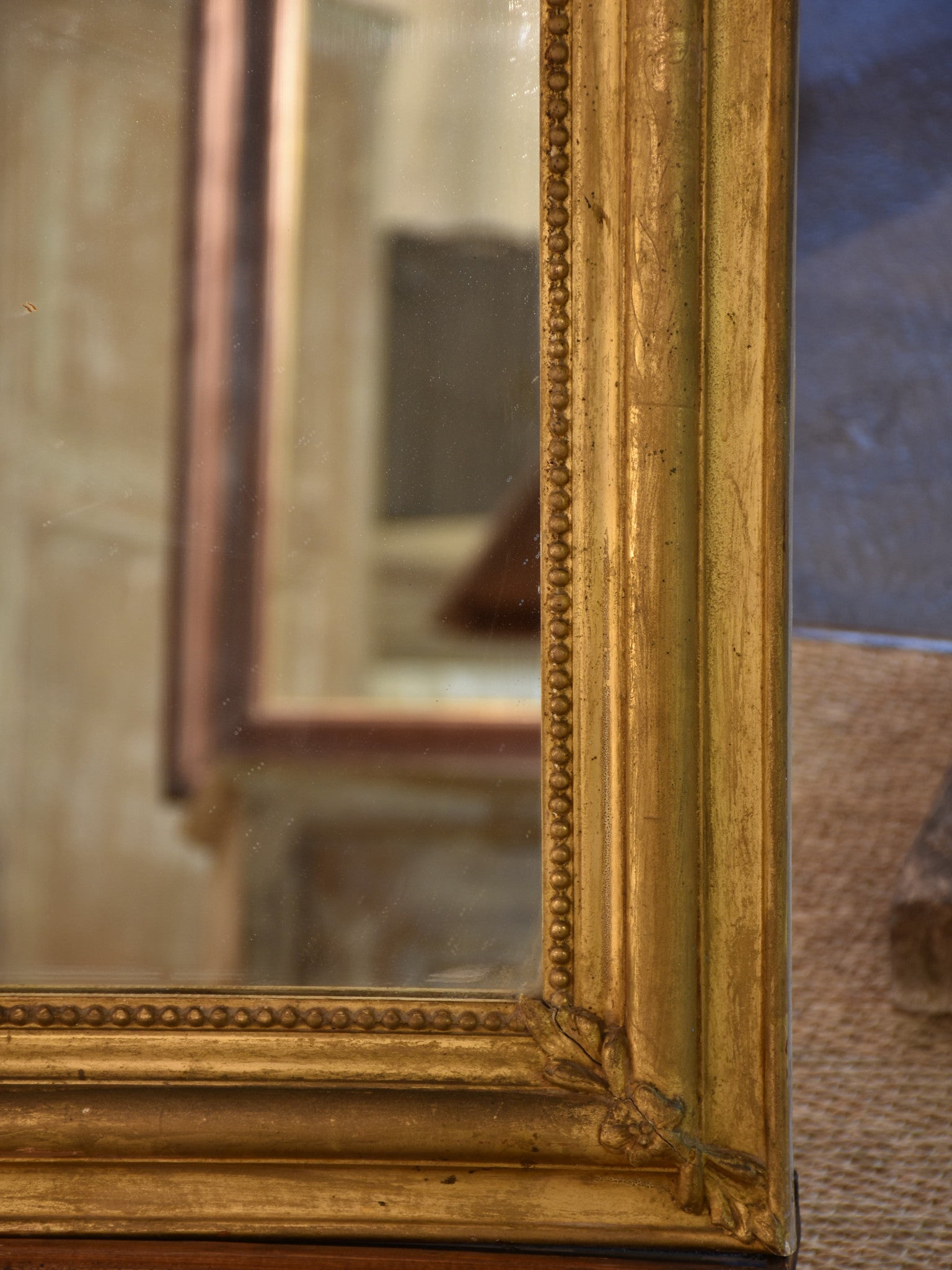 Mirror, gilt frame with crest, Louis Philippe