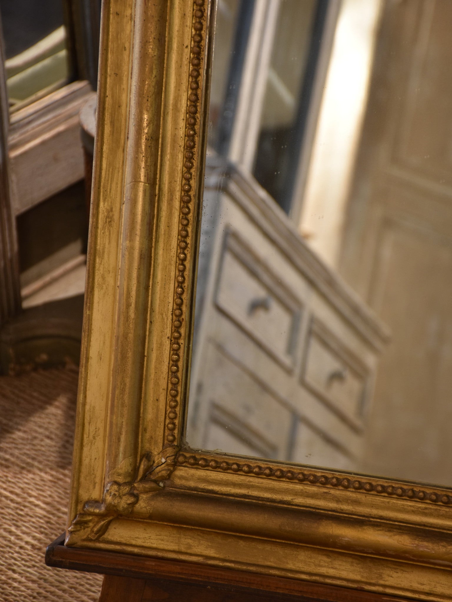 Mirror, gilt frame with crest, Louis Philippe