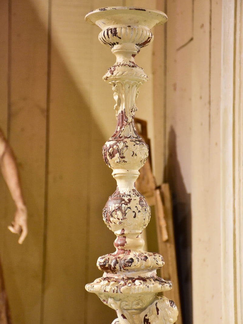 Pair of very large French cast iron candlesticks