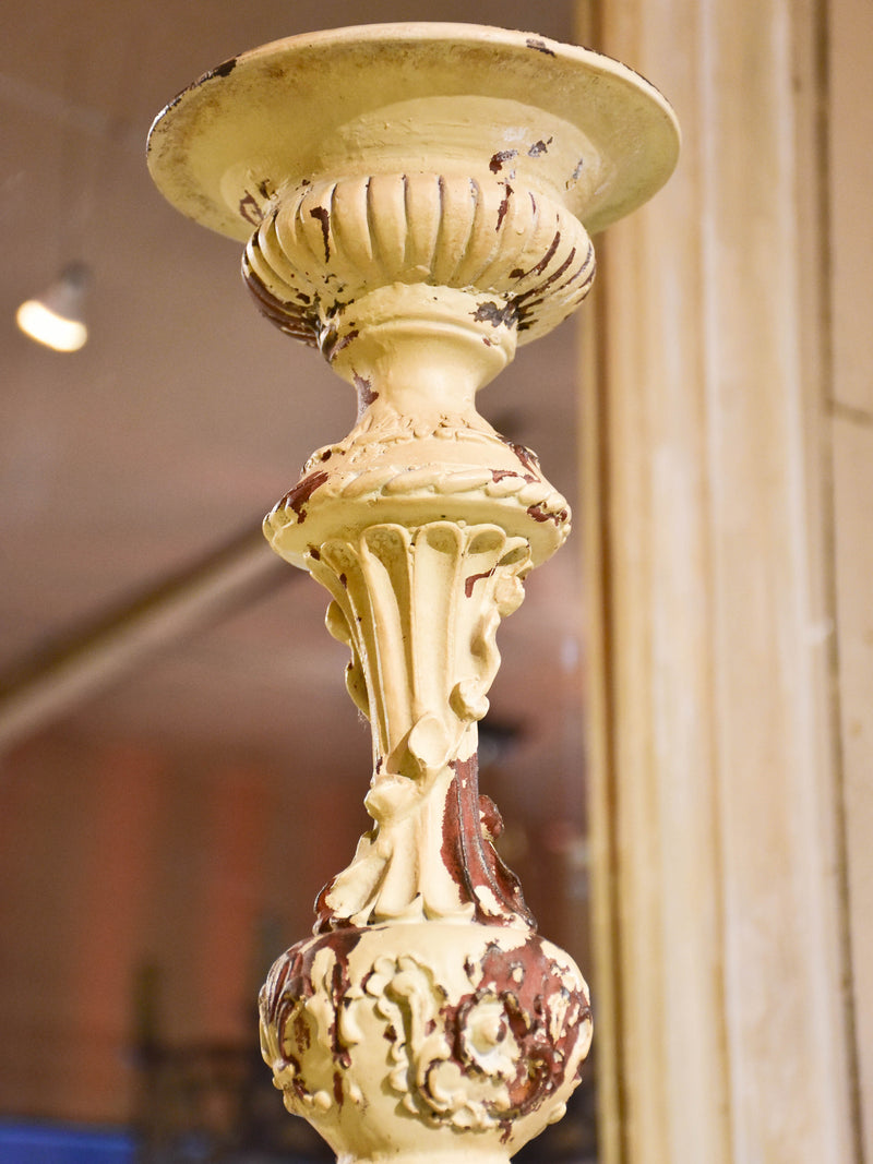 Pair of very large French cast iron candlesticks