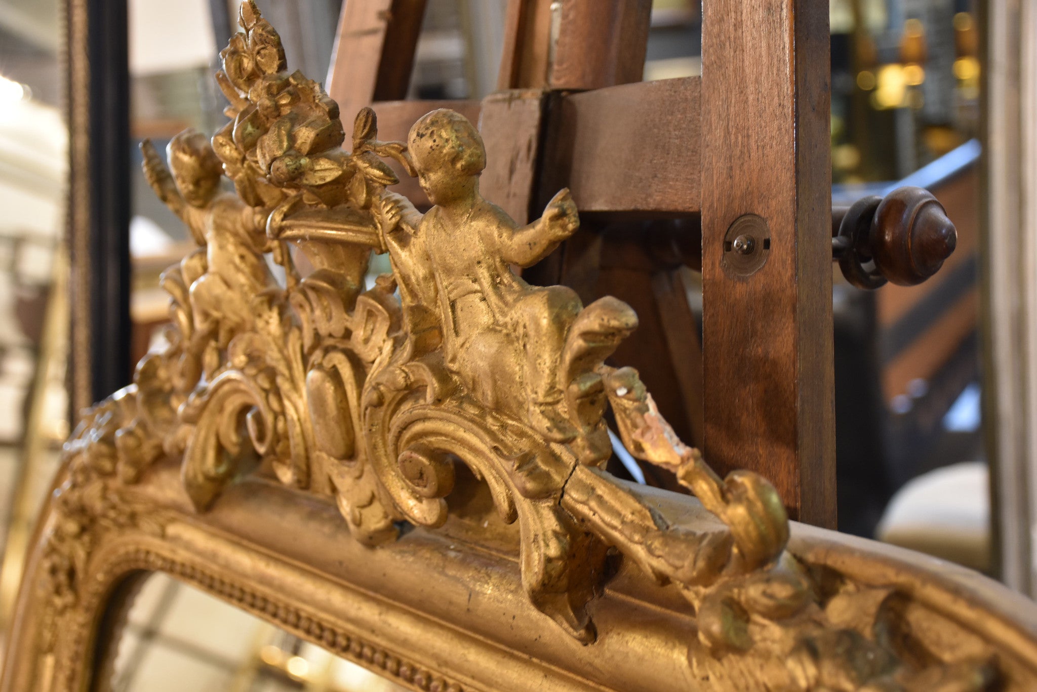 Mirror, gilt frame with crest, Louis Philippe