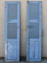 Pair of early 19th Century French blue shutters 85½" x 20¾"
