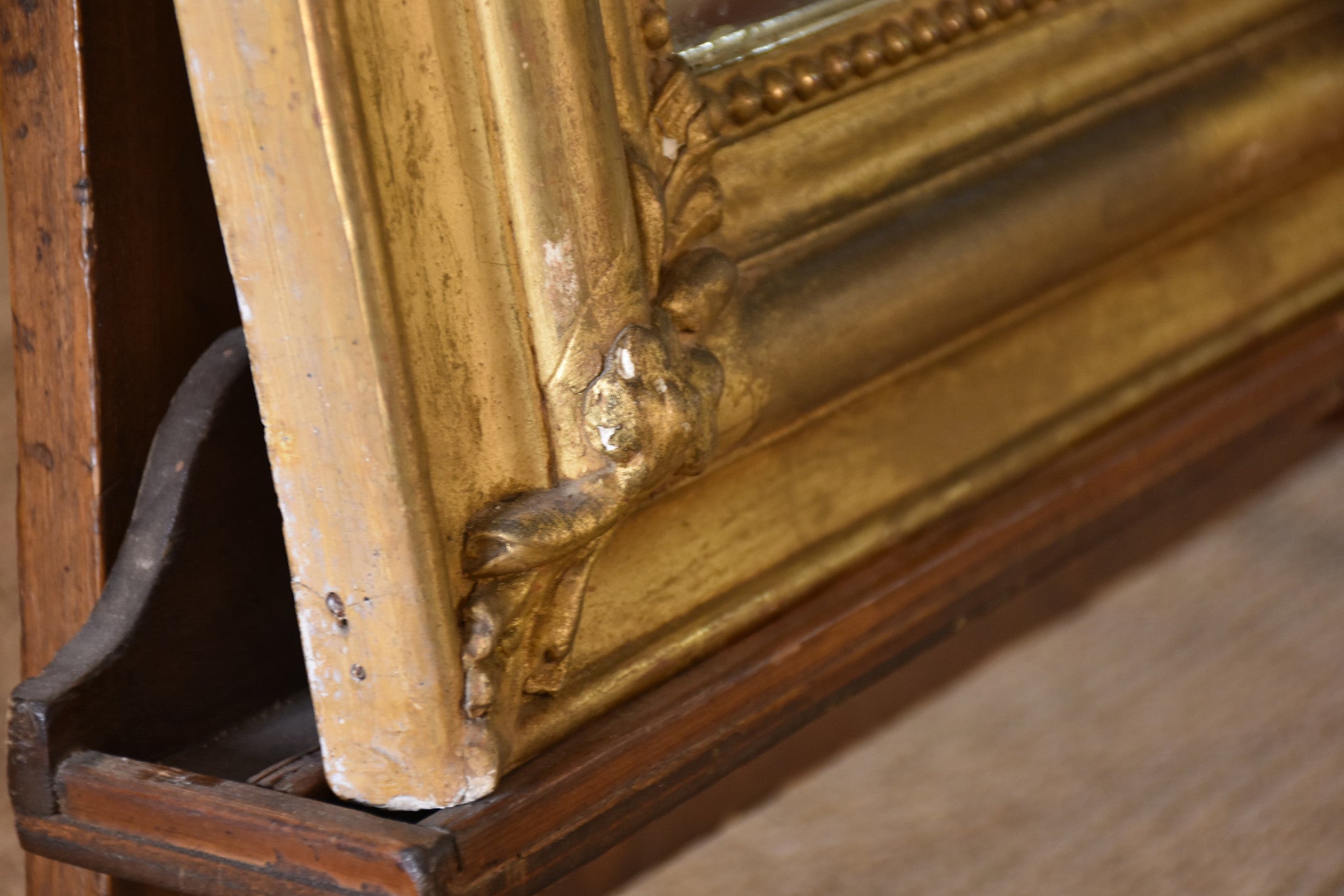 Mirror, gilt frame with crest, Louis Philippe