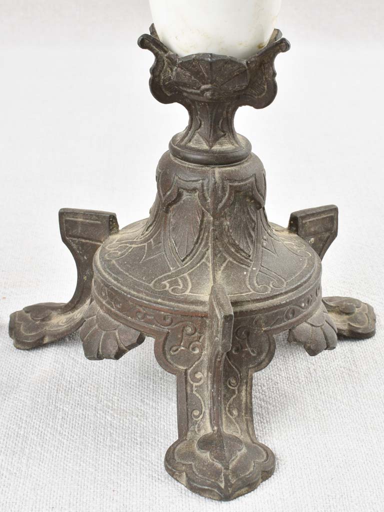 Pair of Napoleon III metal & porcelain candlesticks 11"