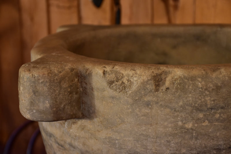 Very large antique marble mortar