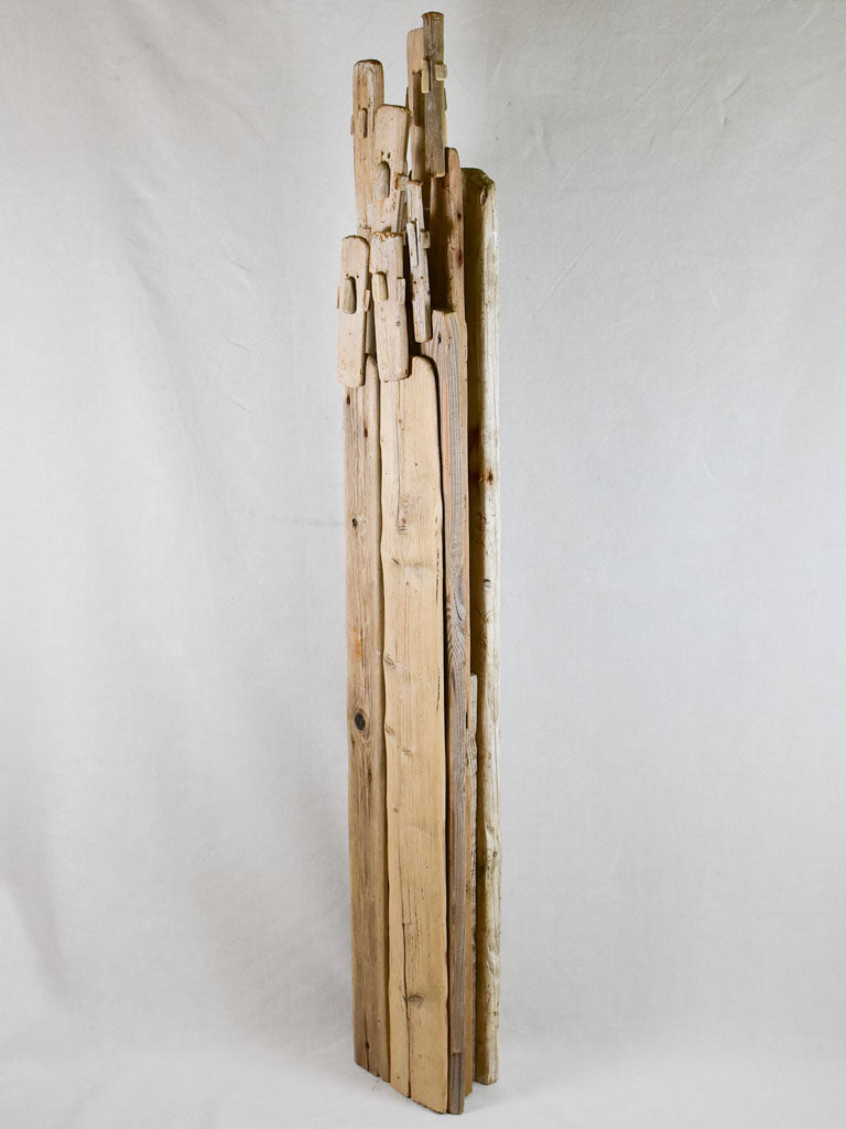 Large driftwood totem sculpture by JP Dreano - 7 characters 63"