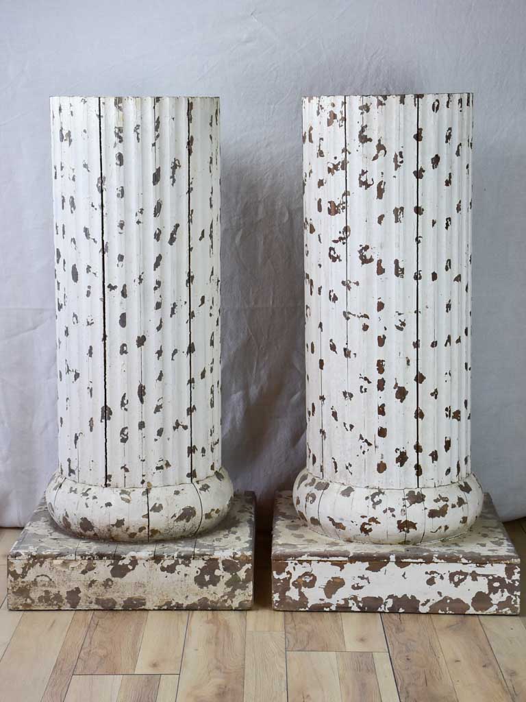 Pair of large wooden column pedestals from the nineteenth-century 41"