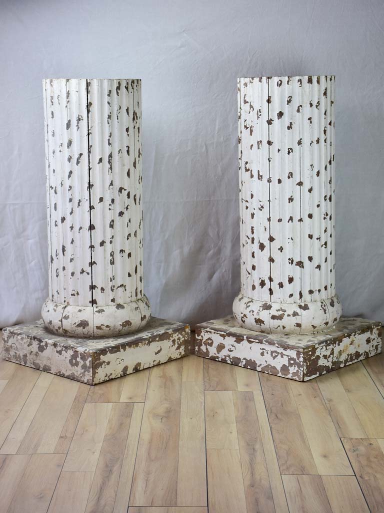 Pair of large wooden column pedestals from the nineteenth-century 41"