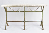 Vintage French garden table with green cast iron base 49¼" x 28"