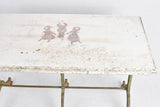 Vintage French garden table with green cast iron base 49¼" x 28"