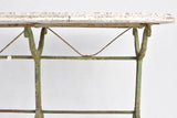 Vintage French garden table with green cast iron base 49¼" x 28"