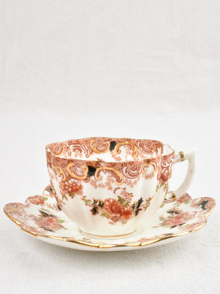 Set of 6 English china teacups & saucers