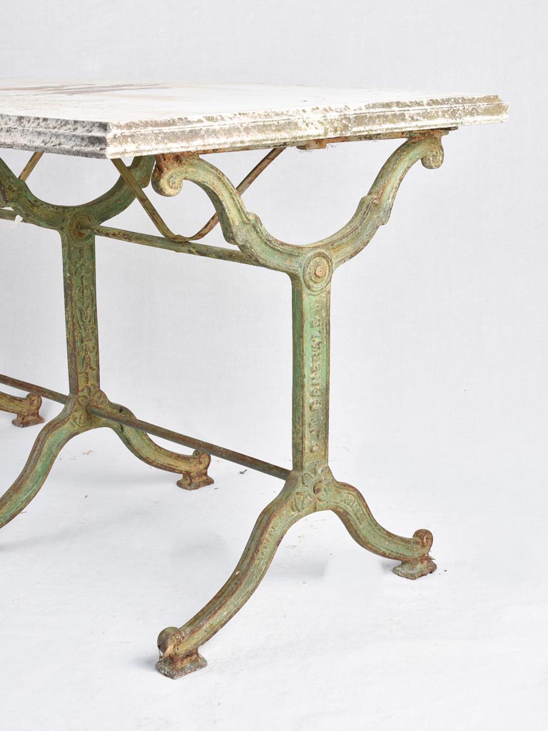 Green cast iron base table outdoor
