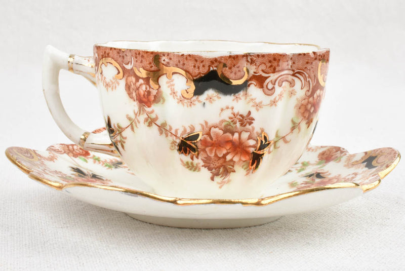 Set of 6 English china teacups & saucers