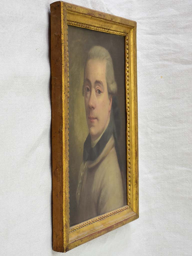 18th Century French portrait of a man in original frame - oil on canvas 15" x 19"