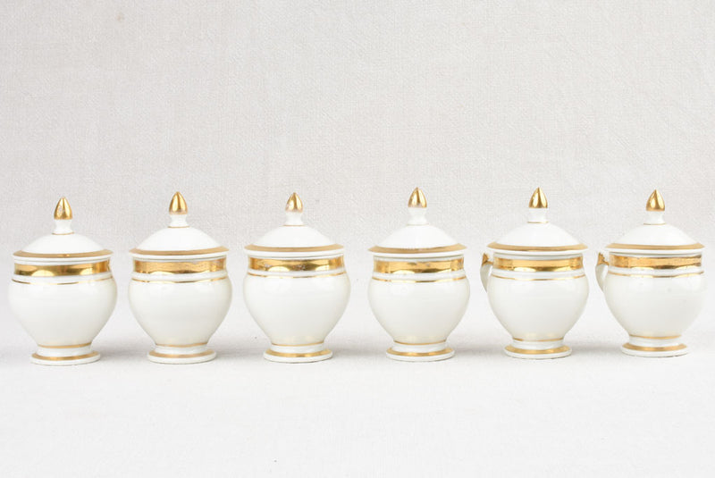 Set of 6 lidded cups from a hotel - late 19th century
