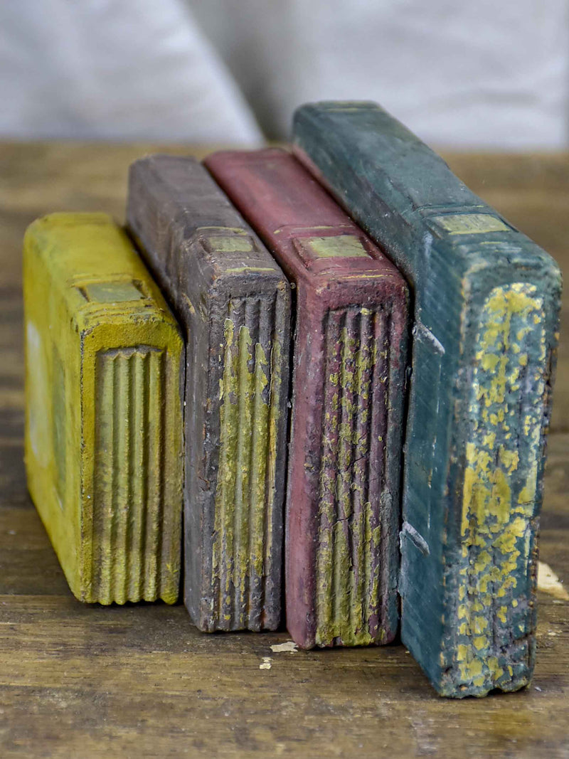 Vintage French wooden book stack sculpture