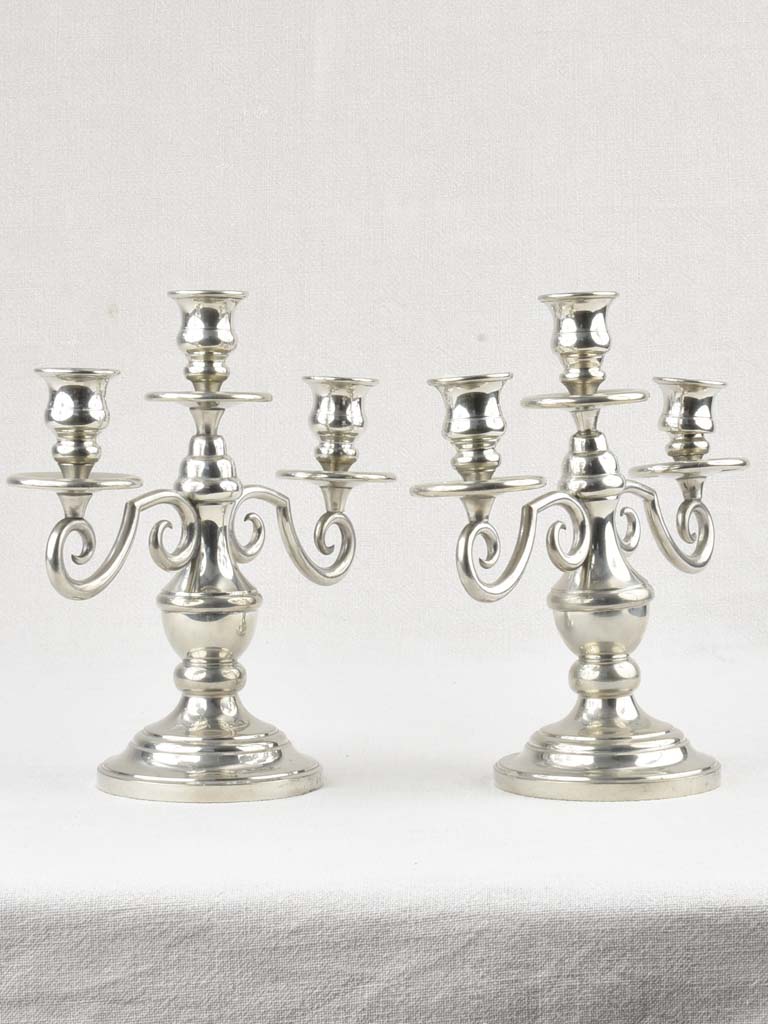 Pair of silver 3 branch candlesticks - vintage
