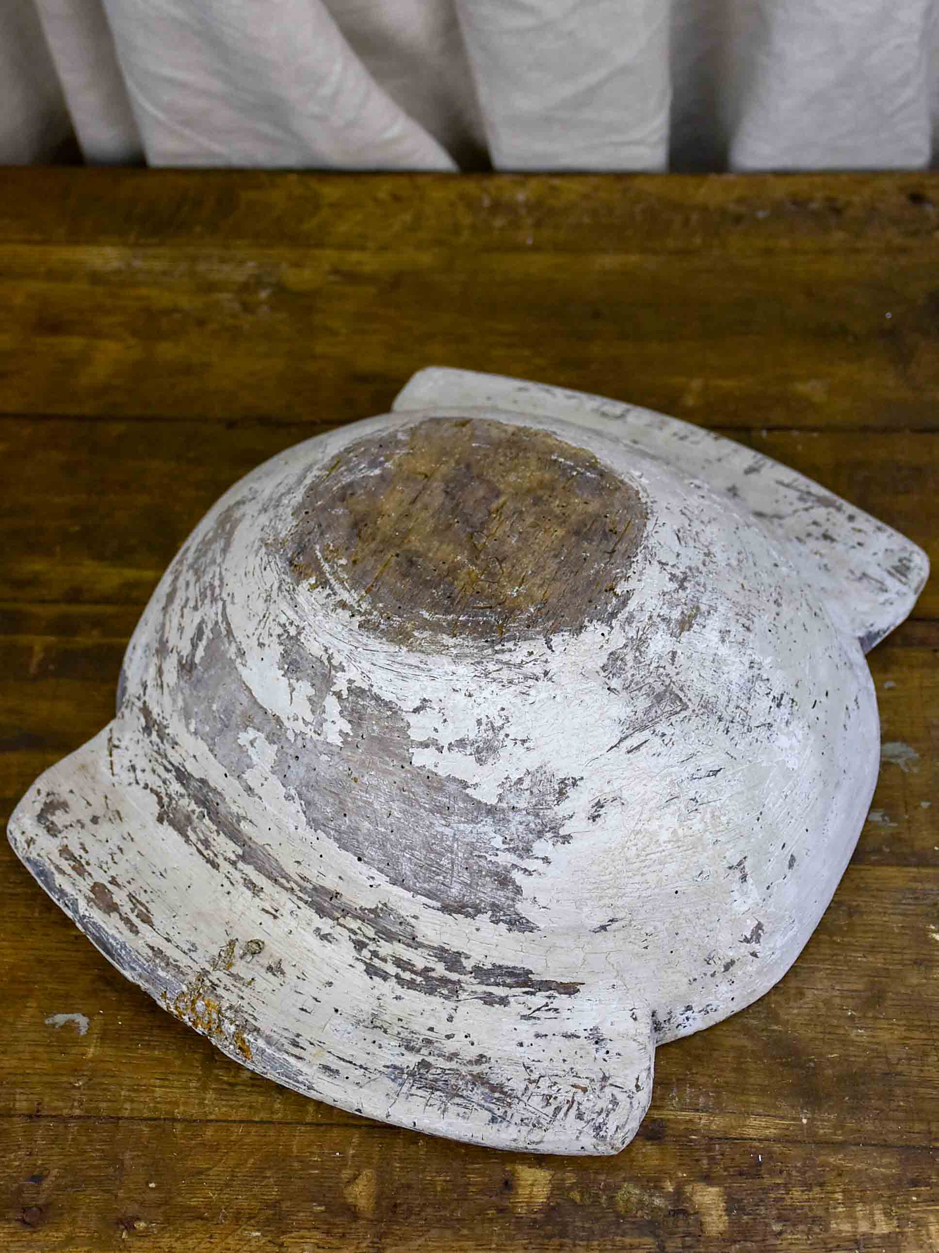 Antique French wooden dough bowl