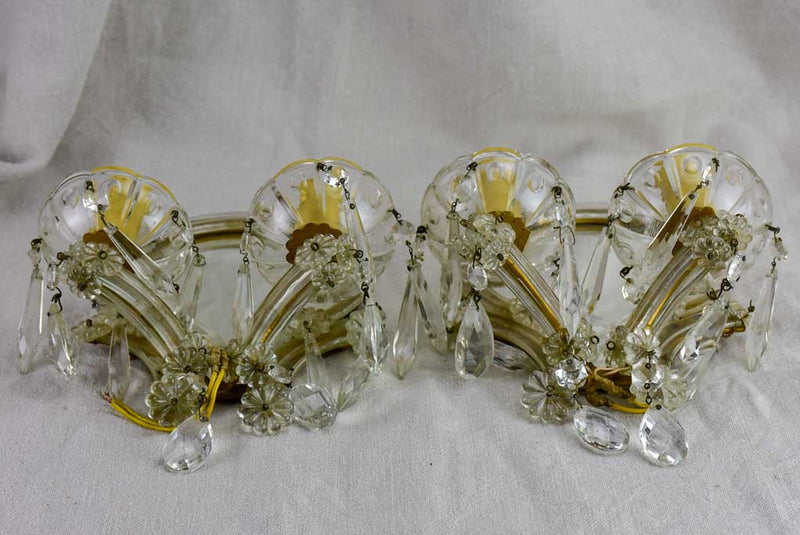Small pair of Venetian mirrored wall sconces - 1940's 7½" x 11"