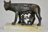 La Lupa Capitolina "the Capitoline Wolf" Romulus and Remus bronze and alabaster vintage sculpture