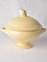 Antique French soup tureen with pinecone lid - yellow ware