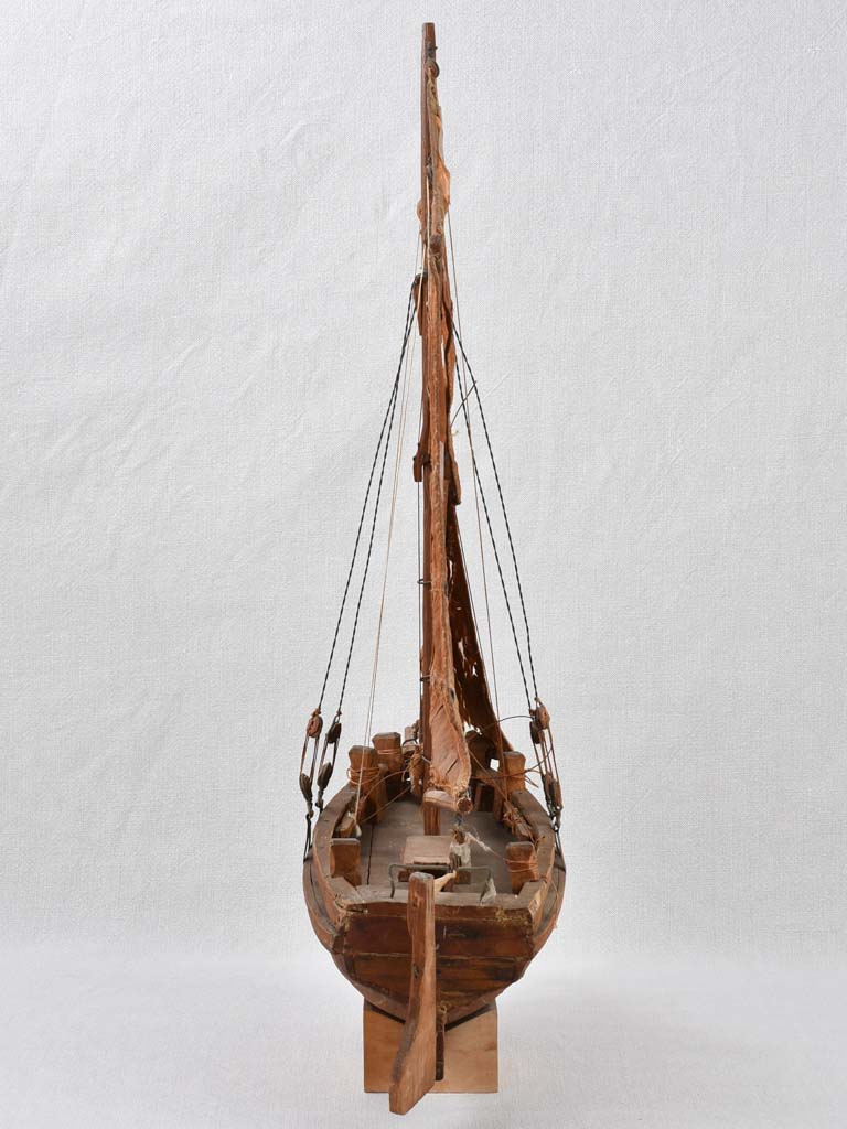 Model sailboat, handmade, early-20th-century, 23¼"