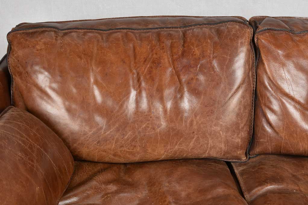 VINTAGE FRENCH ROCHE BOBOIS BROWN LEATHER SOFA 28¾" x 34¾"