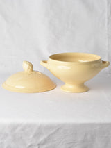 Antique French soup tureen with pinecone lid - yellow ware
