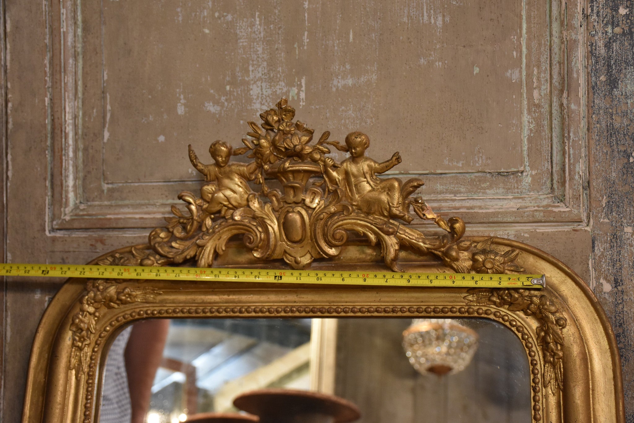 Mirror, gilt frame with crest, Louis Philippe