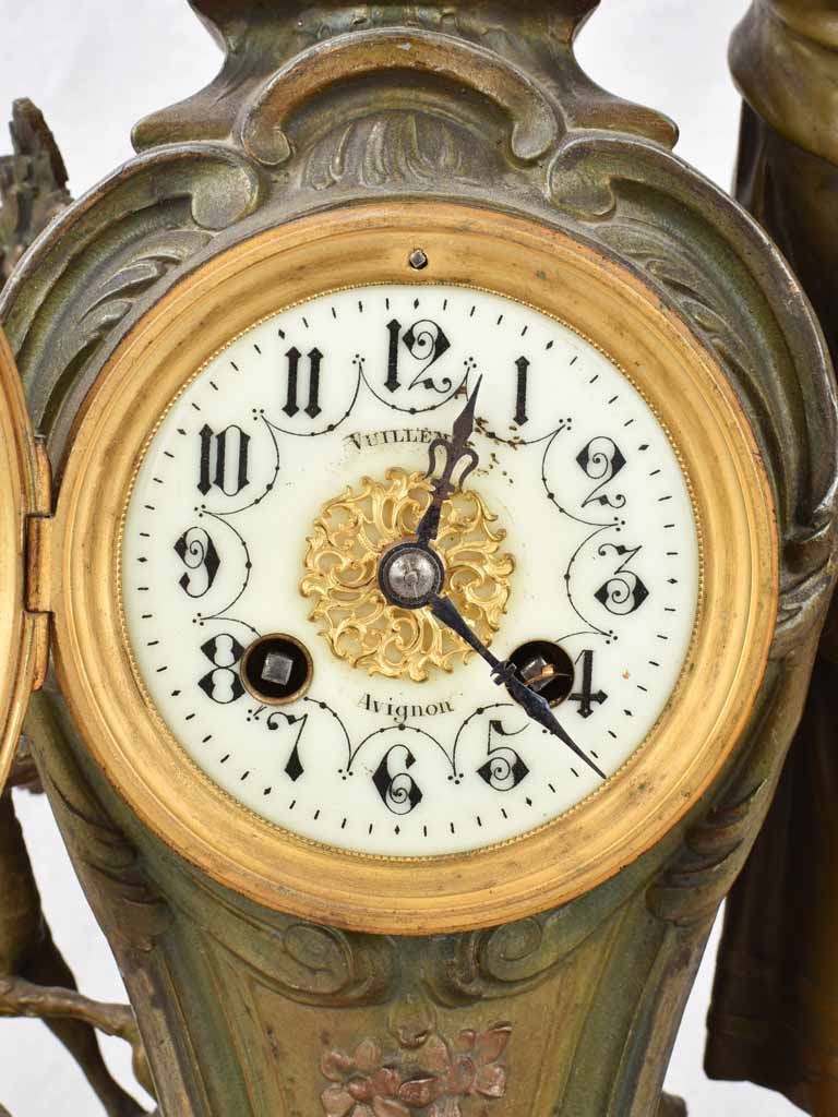 Mantel clock with woman and lambs, 19th-century