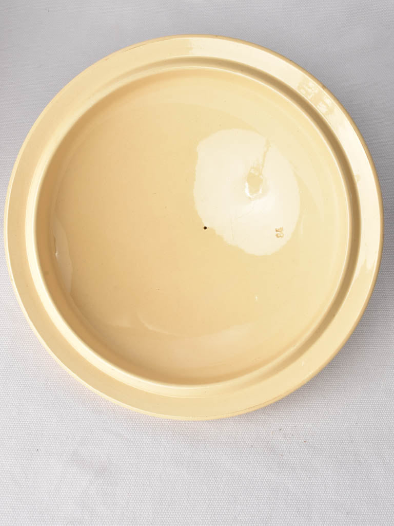 Antique French soup tureen with pinecone lid - yellow ware