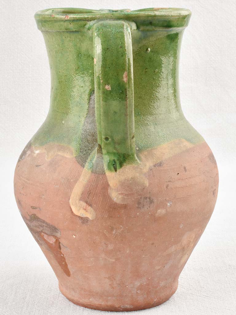 Antique French terracotta pitcher - green