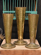 Set of three French florist vases with gold patina