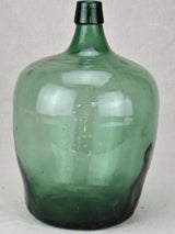 Vintage green glass demijohn wine bottle from La Rochelle 15"