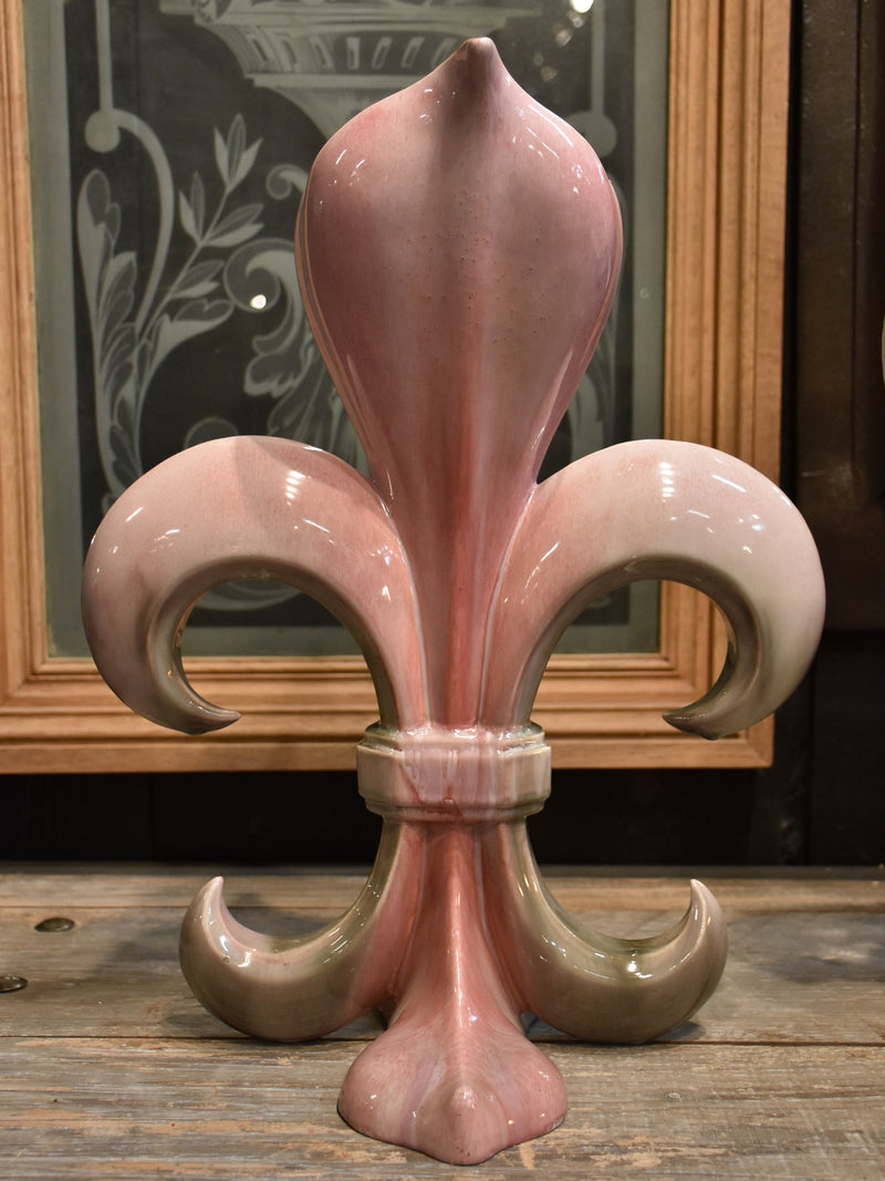 19th century majolica fleur-de-lis ceramic vase