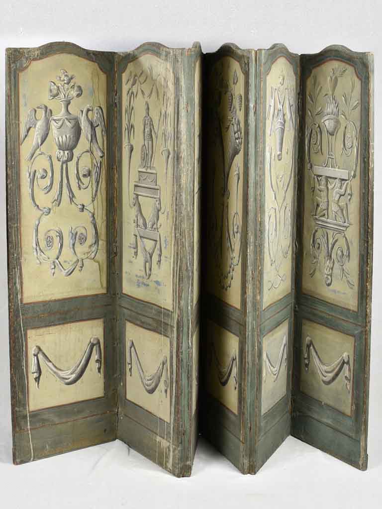 Distinctive Antique Fabric-covered Screen