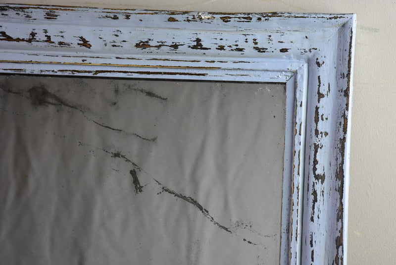 Antique French mantle mirror with grey patina and original timeworn glass 22¾" x 28¾"