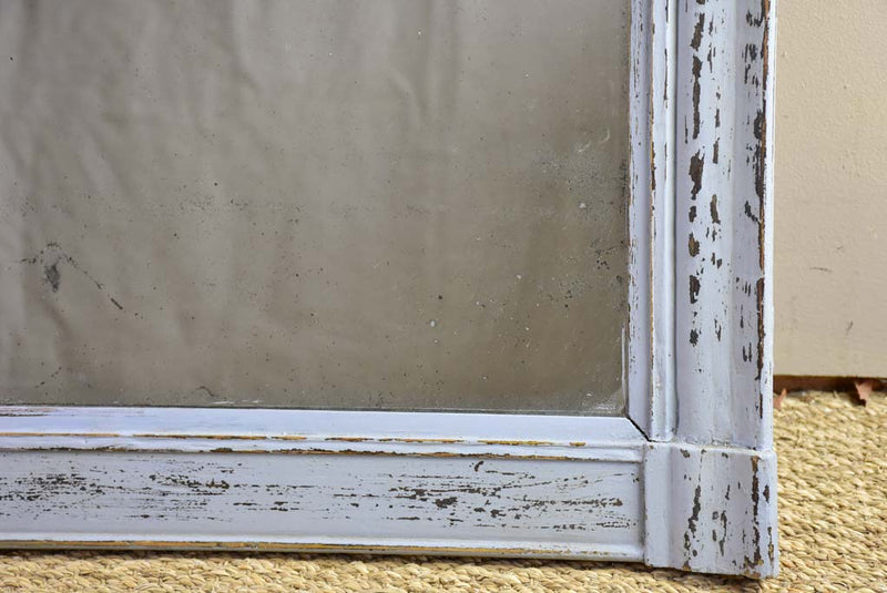 Antique French mantle mirror with grey patina and original timeworn glass 22¾" x 28¾"