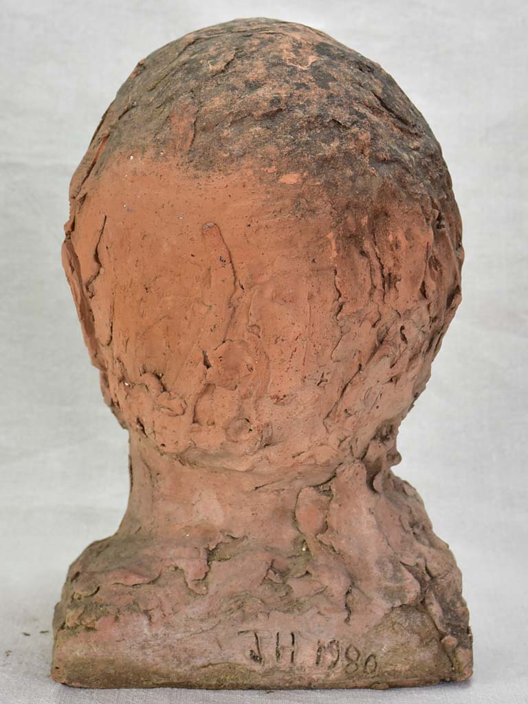 Vintage French male bust - clay 14¼"