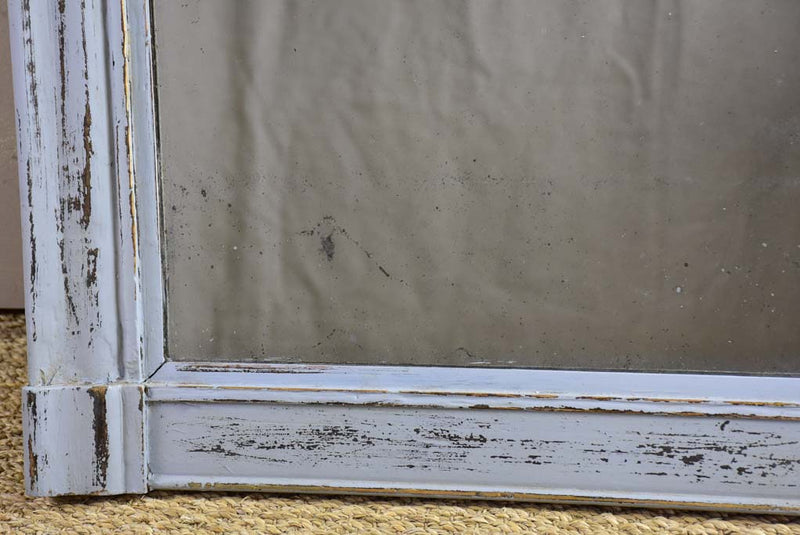 Antique French mantle mirror with grey patina and original timeworn glass 22¾" x 28¾"