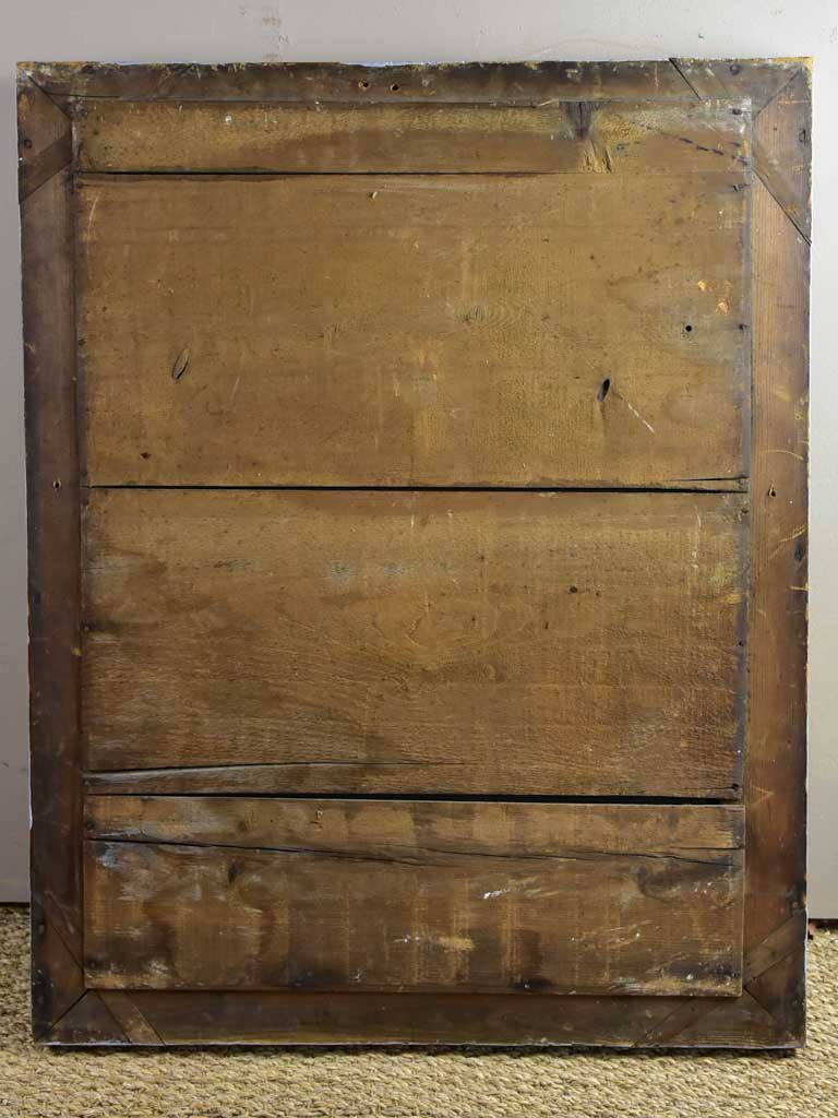 Antique French mantle mirror with grey patina and original timeworn glass 22¾" x 28¾"