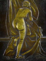 Figurative bathing woman - bronze with beech frame signed H. Derby 1930's 11½" x 8"