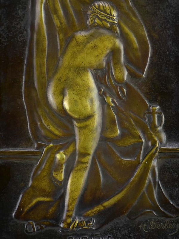 1930's framed bronze bathing lady
