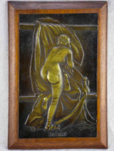 Figurative bathing woman - bronze with beech frame signed H. Derby 1930's 11½" x 8"